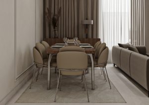 طاولة طعام بتصميم مودرن _ بني -1