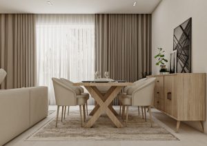 طاولة طعام بتصميم مودرن - خشابي فاتح - 1