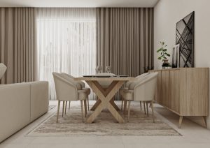 طاولة طعام بتصميم مودرن - خشابي فاتح - 7