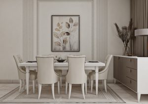 طاولة طعام بتصميم نيو كلاسيك - أوف وايت جريج داكن -3