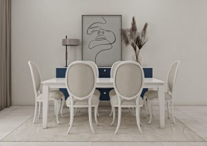 طاولة طعام بتصميم نيو كلاسيك - كحلي+أبيض - 2