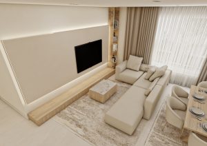 كنب زاوية مودرن _ أوف وايت