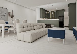 كنبة بتصميم نيو كلاسيك - مكابتنة - بيضاء