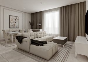 كنبة زاوية بتصميم نيو كلاتسيك - أوف وايت