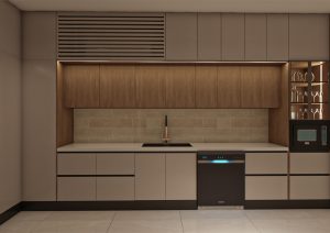 مطبخ بتصميم مودرن جريج خشبي