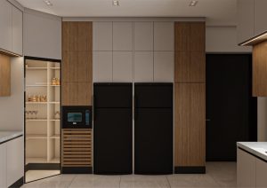 مطبخ بتصميم مودرن مدمج مع ركن تخزين زاوية (1)