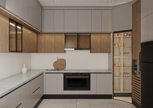 مطبخ بتصميم مودرن مدمج مع ركن تخزين زاوية (2)