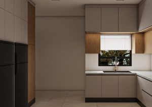 مطبخ بتصميم مودرن مدمج مع ركن تخزين زاوية (4)