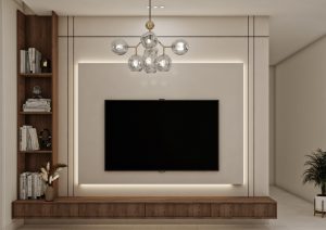 وحدة تلفزيون بتصميم مودرن - خشبي جدارية